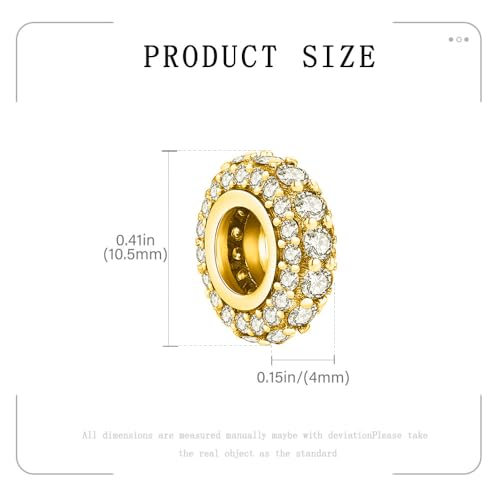 KEQ 925 Silver Spacer Stopper Bead Charms Clearance for Pandora Bracelets Birthstone CZ Always Stopper Birthday Gifts for Mom Grandmom Granddaughter Wife Sisters Friends - color: Golden(4 pcs)