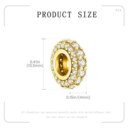 KEQ 925 Silver Spacer Stopper Bead Charms Clearance for Pandora Bracelets Birthstone CZ Always Stopper Birthday Gifts for Mom Grandmom Granddaughter Wife Sisters Friends - color: Golden(4 pcs)