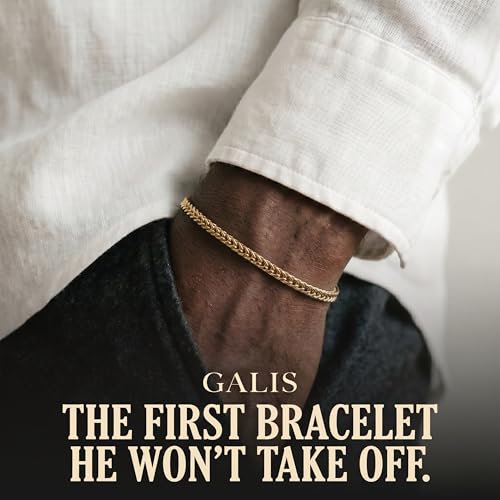 Mens Bracelet - Stainless Steel, Non Tarnish Rope Chain Bracelets, Stylish Fathers Day Gift for Dad, Husband, Boyfriend. - color: Single Gold
