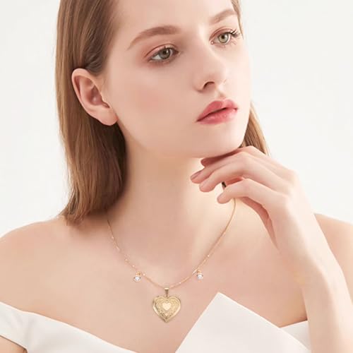 Beebeecraft 1 Box 4Pcs Locket Heart Charms 18K Gold Plated 316 Stainless Steel Ribbon Heart Photo Frame Pendants Charms for Jewelry Making DIY (Gold, Silver)
