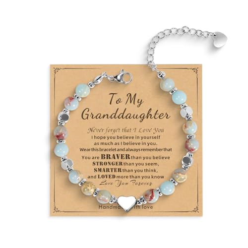 Beaded Bracelet for Women - Inspirational Sometimes You Forget You're Awesome Friendship Jewelry, Dainty Birthday Gift for Best Friends, Mom, Sister, Daughter - style: Granddaughter