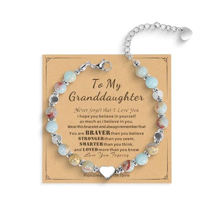 Beaded Bracelet for Women - Inspirational Sometimes You Forget You're Awesome Friendship Jewelry, Dainty Birthday Gift for Best Friends, Mom, Sister, Daughter - style: Granddaughter