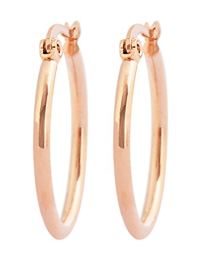 Rounded Hoops Earrings (20mm-60mm Diameter) - color: Rose Gold 20mm