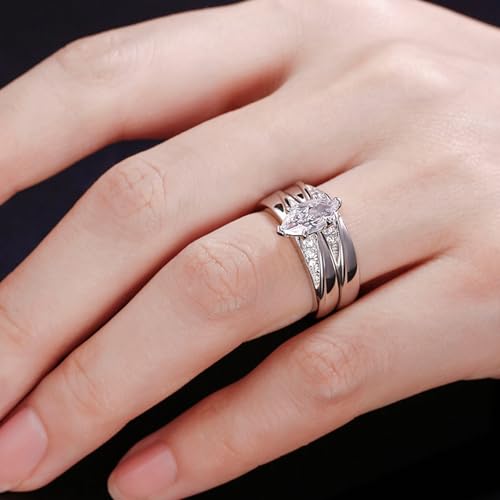 Jeulia Wedding Rings Engagement Rings for Women Anniversary Promise Ring Bridal Sets 925 Sterling Silver with 1.6 ct Primary Stone+ 0.32 ct Side Stone - color: silver