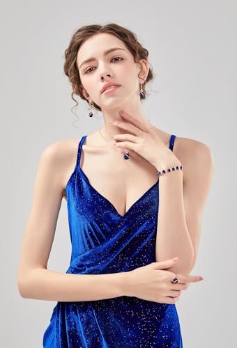GZWHD Jewelry Set for Women CZ Earrings Necklace Ring Bracelet Set Prom Party Wedding Jewelry Gift for Mother Friend Wife - color: A-Rose Gold-Blue