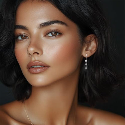Sonateomber Gold Silver Small Hoop Dangle Earrings for Women, Trendy Dainty Rhinestone CZ Dangling Prom Wedding Leaf Flower Snowflake Butterfly Starfish Fashion Jewelry Gift - color: Silver Teardrop