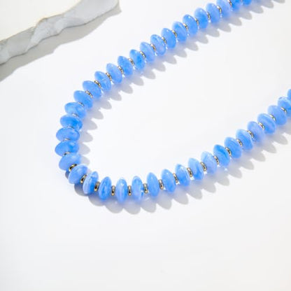 Resin Chunky Beaded Necklace for Women,Vacation Jewelry | Acrylic Beads,Boho Summer Beach Handmade Jewelry,Trendy Bold Statement Beaded Necklace,Birthday Gift for Women - color: Sky Blue