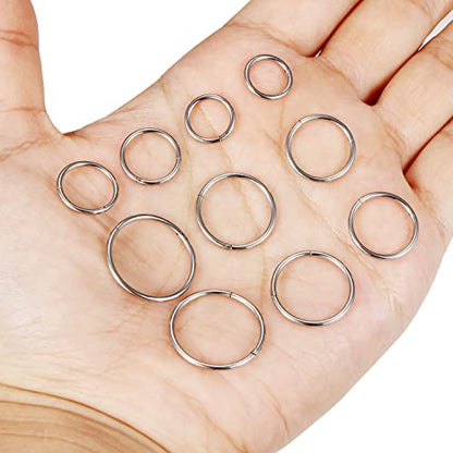 Vsnnsns 14G 16G Septum Nose Rings Hoops Lip Ring Piercing Jewelry 316L Surgical Steel Hinged Segment Clicker Cartilage Tragus Helix Conch Rook Daith Lobe Earrings Hoops Piercing Jewelry for Women Men - color: 16G-Silver