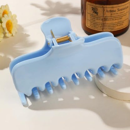 Ivyu 4-Inch Large Rounded Rectangle Hair Claw Clip for Women, Strong Hold | Smooth rounded teeth and a strong spring provide a secure hold for full updos on fine to medium hair. - color: Light blue