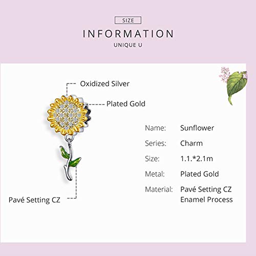 Sunflower Charm Fit for Pandora Charms Bracelet and Necklace You Are My Sunshine Charm Gifts for Women - style: Sunflower dangle charms