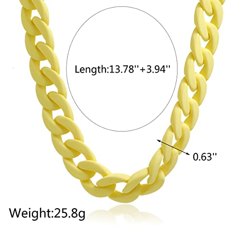 Fashion Multicolor Acrylic Figaro Chain Necklace Cuban Thick Chunky Resin Link Curb Chain Necklace for Women Girl Party Festival Jewelry - color: A yellow