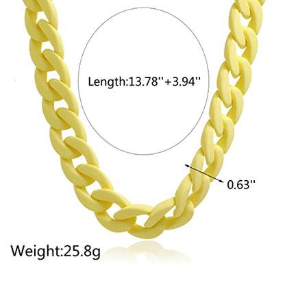 Fashion Multicolor Acrylic Figaro Chain Necklace Cuban Thick Chunky Resin Link Curb Chain Necklace for Women Girl Party Festival Jewelry - color: A yellow