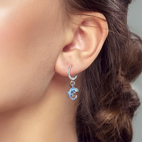 925 Sterling Silver Dangle Whale Shark Butterfly Bow Earrings for Women | Hypoallergenic Huggie Hoop Drop Cross Earrings for Sensitive Ears, Cubic Zirconia Statement Trendy Jewelry Birthday Gifts - color: Glazed Gecko Earring