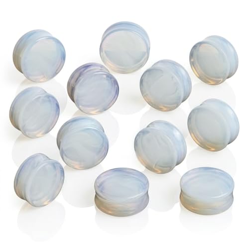 Opalite Organic Stone Ear Plugs Gauges Sold in Pairs - style: 19mm-3/4 Inch