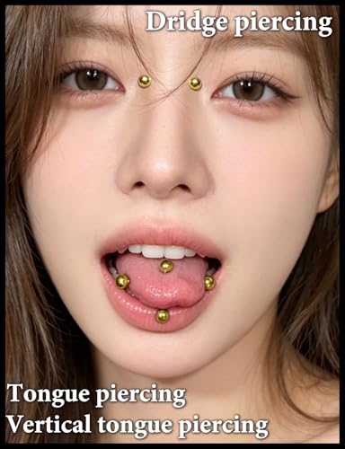 Prjndjw 14G Surgical Stainless Steel Tongue Rings Set 12/14/16/18/22mm 5mm Round Ball Tongue Barbells Nipple Rings with Removal Tool for Women Men 21 Pieces - color: Gold-plated 12/14/16/18/22 Barbell Piercing Jewelry