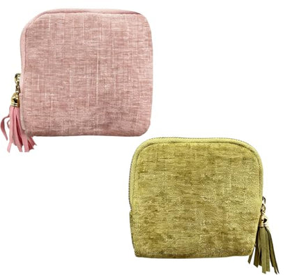 2PCS Small Travel Jewelry Case Portable Organizer Mini (olive green+pink) - color: olive green+pink