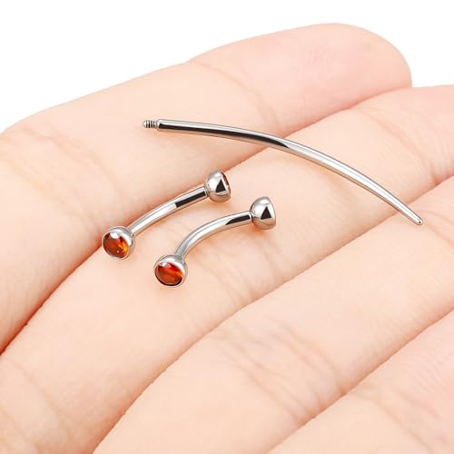 F136 Titanium 16g 6/8/10mm Eyebrow/Rook/Snug/Vertical-Labret/VCH/Snake-Eyes/Anti-Tragus/Christina/Daith/Belly-Button/Bridge/Hood/Surface Curved Barbell Piercing Jewelry for Women Men - color: Red, size: 8 mm (5/16 in)