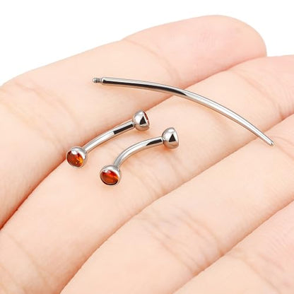 F136 Titanium 16g 6/8/10mm Eyebrow/Rook/Snug/Vertical-Labret/VCH/Snake-Eyes/Anti-Tragus/Christina/Daith/Belly-Button/Bridge/Hood/Surface Curved Barbell Piercing Jewelry for Women Men - color: Red, size: 8 mm (5/16 in)