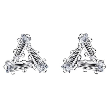 Moissanite Stud Earrings for Women, DF/VVS Clarity, Sterling Silver with 18K White Gold Plated - style: 0.6 Carat Geometric
