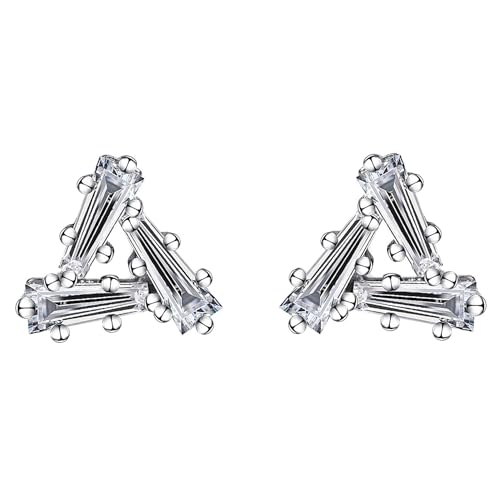 Moissanite Stud Earrings for Women, DF/VVS Clarity, Sterling Silver with 18K White Gold Plated - style: 0.6 Carat Geometric