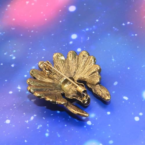 HETICA Vintage Animal Dragon Skull Wolf Crown Lion Brooch for Men Women Suit Tie Dress Lapel Pin Fashion Jewelry - style: Vintage Gold Skull Indian Head