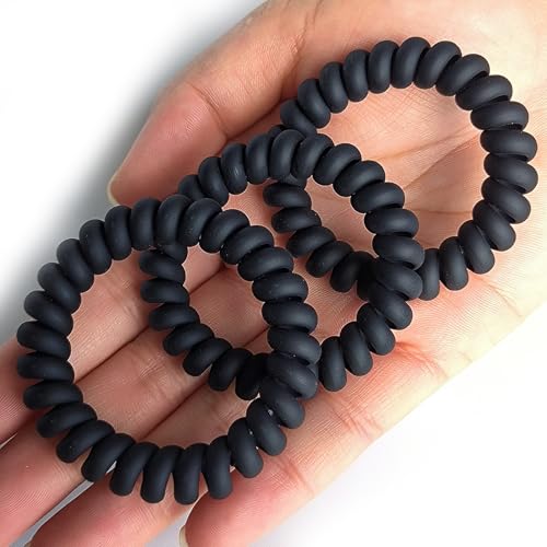 20 Pieces Traceless Spiral Hair Ties No Damage Elastics Coil Hair Ties No Crease Phone Plastic Hair Bands Spiral Bracelets Ponytail Holders for Women and Girls - Matte Black - color: Matte Black
