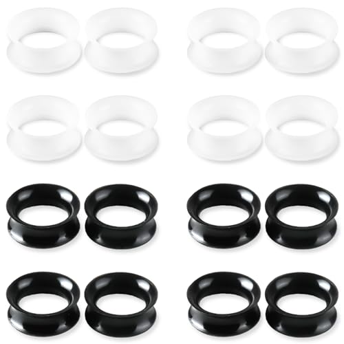 16Pcs Silicone Ear Gauges 8G-25mm Flexible Ear Tunnels Gauges Soft Expander Stretching Ear Plugs Tunnels Black & White & Clear Earring Piercings Jewelry for Men Women - color: Black&White, size: 1"(25mm)