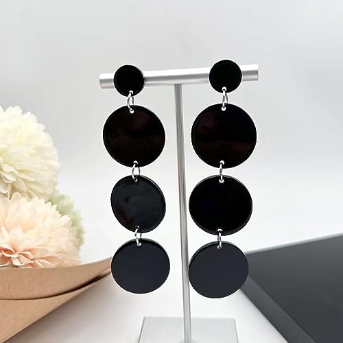 Round Acrylic Geometric Dangle Earrings，Resin Disk Drop Earrings for Women，Boho Lightweight Geometric Statement Summer Beach Jewelry for Women