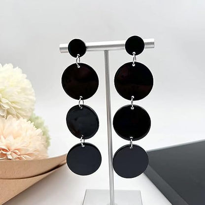 Round Acrylic Geometric Dangle Earrings，Resin Disk Drop Earrings for Women，Boho Lightweight Geometric Statement Summer Beach Jewelry for Women