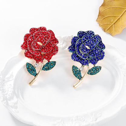 Rhinestone Flower Pin Camellia Drop Oil Brooch Big Large Rose Bouquet Brooch Pin Pearl Daisy Peony Brooch Lapel Pins Elegant Clothing Hat Bag Skirt Accessories for Women - color: Blue1
