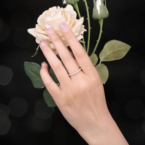 JewelryPalace 6 Stone Cubic Zirconia Half Eternity Stackable Wedding Rings for Women, 14K White Yellow Rose Gold Plated 925 Sterling Silver Promise Rings for Her, Simulated Diamond Wedding Band Ring - color: H-eternity-yellow gold plated Brass