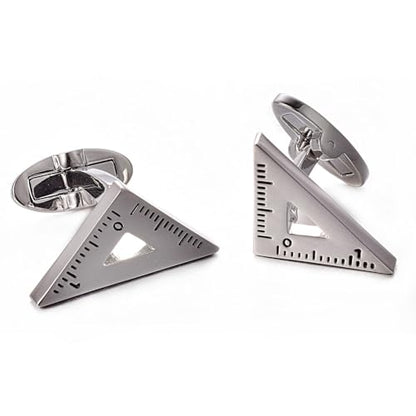 Yoursfs Novelty Sunflower/Love Knot/Architect Cufflinks for Men Funny Stainless Steel Cufflinks Personalized Cuff links Wedding Gift Fashion Jewelry - style: silver Triangle Ruler cufflinks
