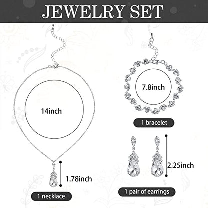 Jadive 4 Pcs Purse Rhinestone Jewelry Set Women Evening Purse