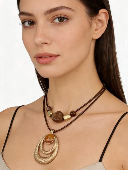 Boho Necklaces for Women Chunky Circle Necklace Bohemian Necklaces | Chunky Boho Necklace for Women Layered Boho Circle Leather Choker Necklace Long Vintage Necklaces Bohemian Jewlery Gifts - style: Large Boho Necklace