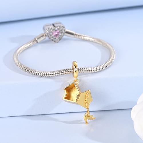 14K Gold Plated Charms for Bracelets Necklace Star Moon Cross Beads Woman | 925 Sterling Silver Charms Butterfly Cute Cat Dog Evil Eye Lucky Bracelet Beads Aesthetic Peandant Jewelry Gift for Mom - color: gold 4