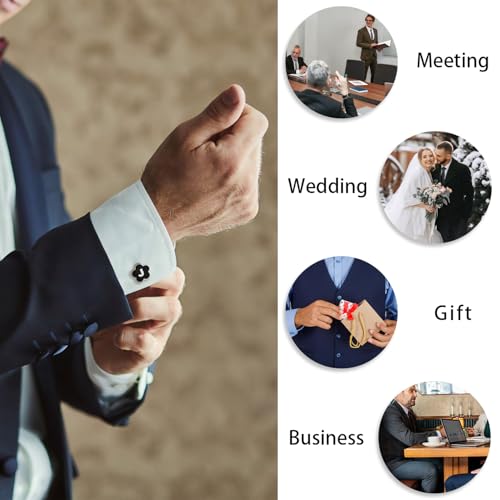 Initial Cufflinks for Men, Black Silver Letter Personalized Shirts CuffLinks,Stainless Steel Cuff Links,Gifts for Wedding Party Business Valentine - style: Letter J