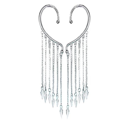 Ear Cuffs Earrings for Women Non Piercing,Long Tassel Ear Wrap Earrings Ear Cuff Droping Chain Earrings jewelry - color: E:Bullet S