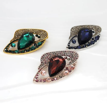 Brooch Pins for Women Girls Fashion Flower Crystal Rhinestone Pearl Jewelry - color: AUG24018PU