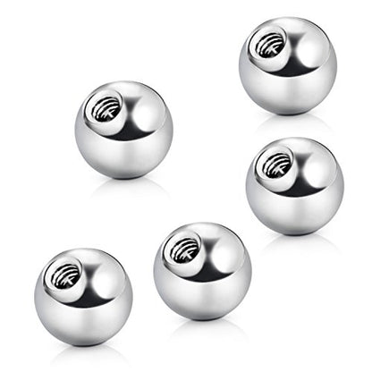 vcmart 16G 3mm Replacement Balls & 14G 5mm Piercing Balls Externally Threaded Nipple Industrial Tongue Belly Nose Lip Ear Piercing Barbell Parts - color: 1 -16G, 3mm balls, silver 10pcs