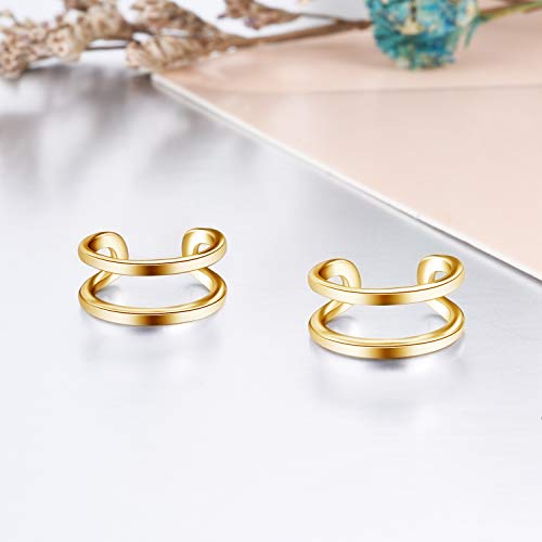 YFN Ear Cuff Wrap Earrings 925 Sterling Silver Non Pierced Cartilage Earring for Women Jewelry Gifts - color: gold