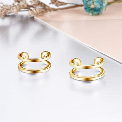 YFN Ear Cuff Wrap Earrings 925 Sterling Silver Non Pierced Cartilage Earring for Women Jewelry Gifts - color: gold
