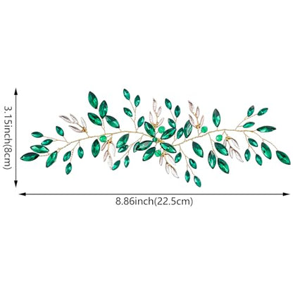 Aswewamt Green Emerald Crystal Hairband - Hair Accessory for Women, Green Leaf Headpiece for Bride, Bridesmaid, Wedding, Party, Prom, Dance, Gift