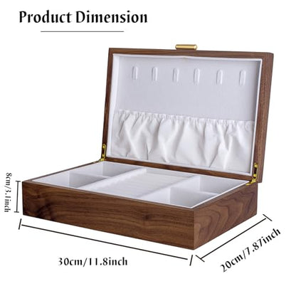 High-end Solid Wood Jewelry Storage Box Ladies Retro Wooden Necklace Jewelry Bracelet Watch Display Box Handmade Wedding Birthday Anniversary Jewelry Collection Box(Single layer) - size: single layer