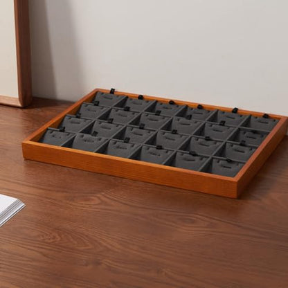 Oirlv Wooden Jewelry Tray,Jewelry Drawer Organizer,Necklace Display Tray | Stackable Design,Organizing and Presentinge Legantly on Dressers&in Dresser,Keeps Necklaces and Pendants Flat and Untangled - color: Grey 24 grid necklace/pendant jewelry tray