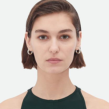 4mm Thick Gold Chunky Earrings Steling Silver Post Hoops Earrings For Women Hollow Tube Hoops Earrings Thick Gold Hoop Earrings Hypoallergenic Lightweight Gold Hoop Large Earrings 20/30/40/50/60MM - color: Silver,20mm