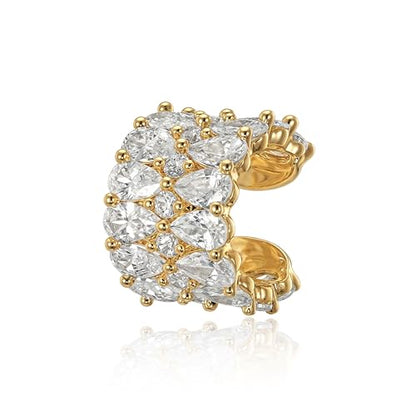 Gold Ear Cuff for Women, 14K Gold Plated Single Non-Pierced Earring with Micro-Pave Cubic Zirconia Adjustable Open Ear Clip for Daily Wear & Special Occasions - color: ear cuff-S 008