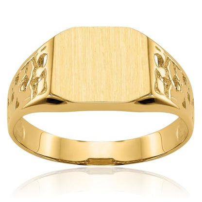 IceCarats 14K Solid Yellow Gold Filigree Signet Ring