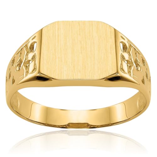 IceCarats 14K Solid Yellow Gold Filigree Signet Ring