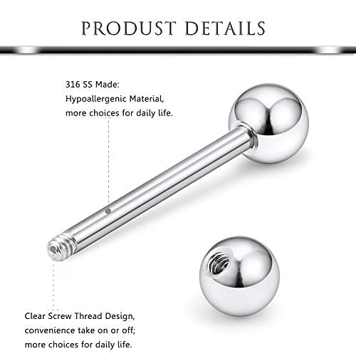 Hoeudjo 14Pcs 14G Surgical Steel Chain Dangle Nipple Rings Barbell Piercing Jewelry Retainer for Women - color: 7 Pairs/14G/Silver-tone