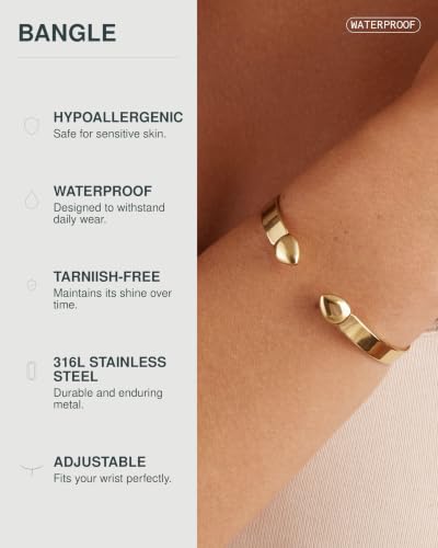 PAVOI 14K Gold Plated Stainless Steel Bangle Bracelets for Women | Inspirational Engraved Adjustable Mantra Cuff Bangle | Personalized Gift for Her Mom Sister | Birthday Gifts for Women - style: You Got This